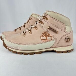 Timberland Pink Euro Sprint Mid Hiker Boots -Leather